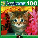 Tabby Kitten with Colorful Flowers - 100 Pieces Jigsaw Puzzle