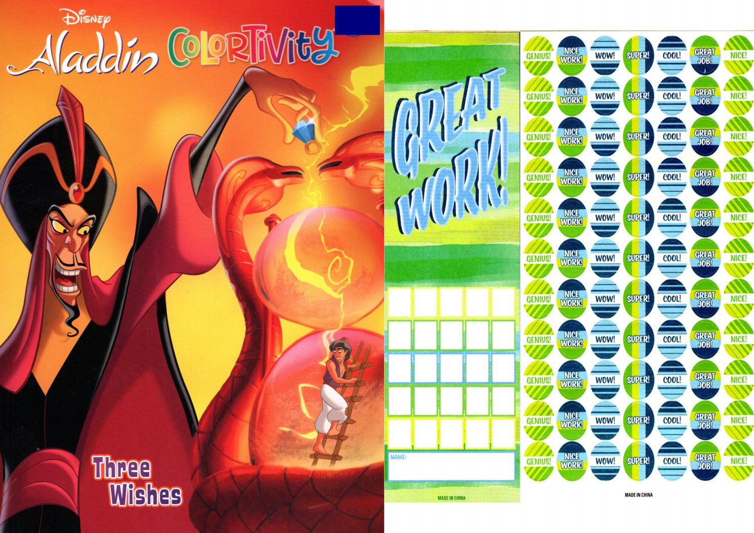 Disney Aladdin - Coloring & Activity Book - Three Wishes + Award Stickers and Charts