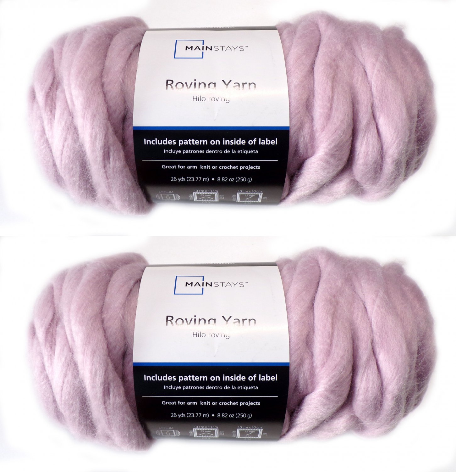 Mainstays 26 yd. Roving Yarn Pack of 2, Super Chunky, color Pink, arm knit