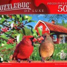 Northern Cardinals on a Fence - 500 Pieces Deluxe Jigsaw Puzzle