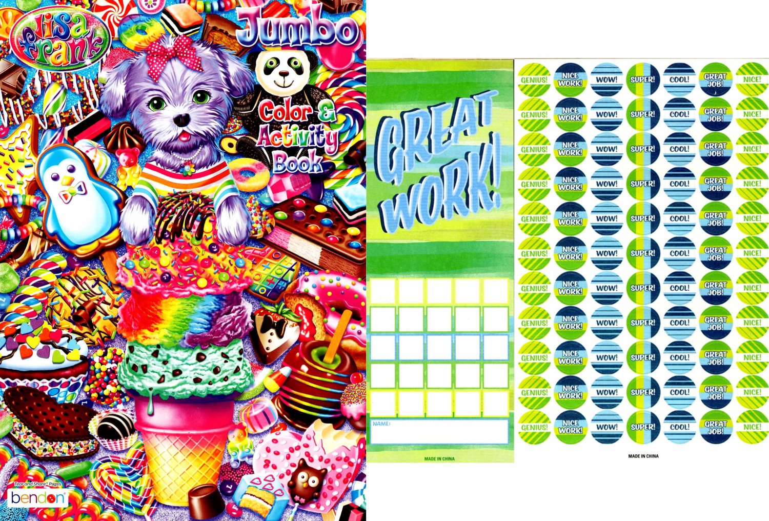 Lisa Frank Jumbo Coloring & Activity Book + Award Stickers and Charts