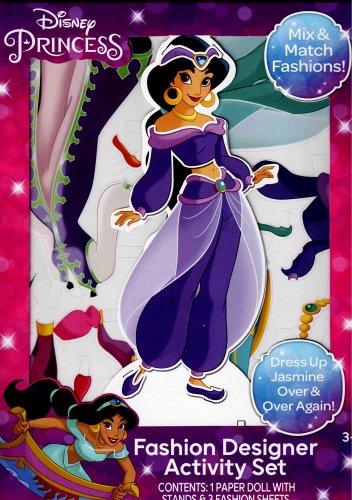 Disney Jasmine PRINCESS PAPER DOLL Fashion Designer Activity SET Kit Mix  Match
