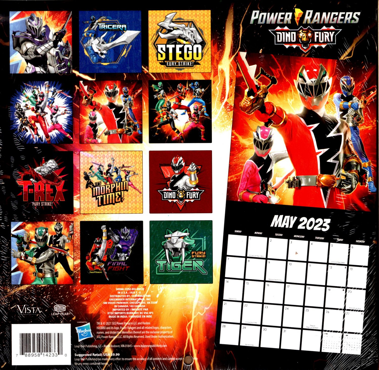 Power Rangers Dino Fury 16 Month 2023 Wall Calendar