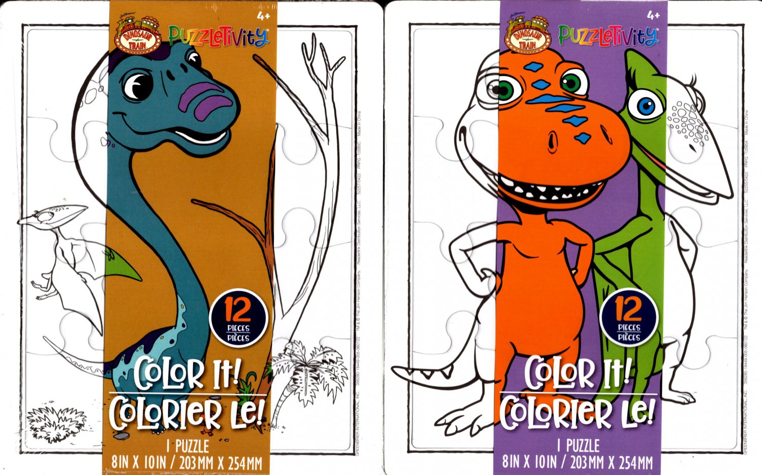 PBS Kids Dinosaur Train - 12 Pieces Coloring Puzzle (Color it) - (Set of 2) v3