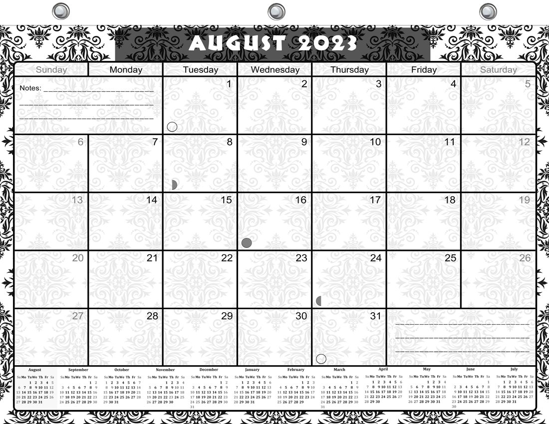 2023 2024 Academic Year 12 Months Student Calendar / Planner for 3