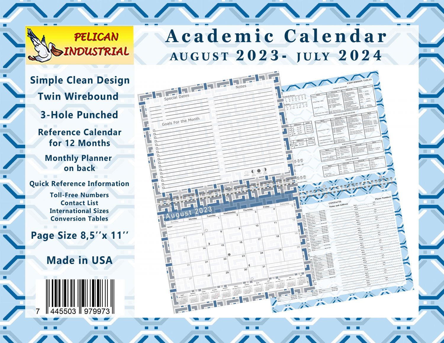 2023 2024 Academic Year 12 Months Student Calendar / Planner for Wall