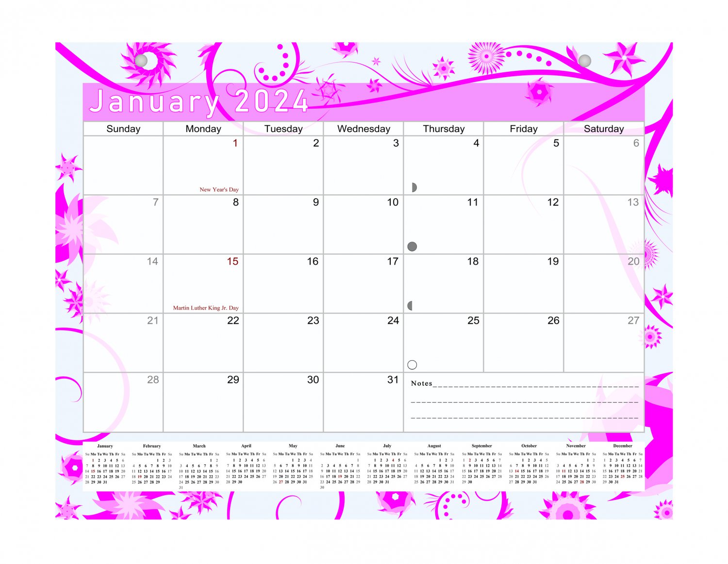 2024 Monthly Magnetic - 12 Months Desktop/Wall Calendar/Planner - (Edition #010)