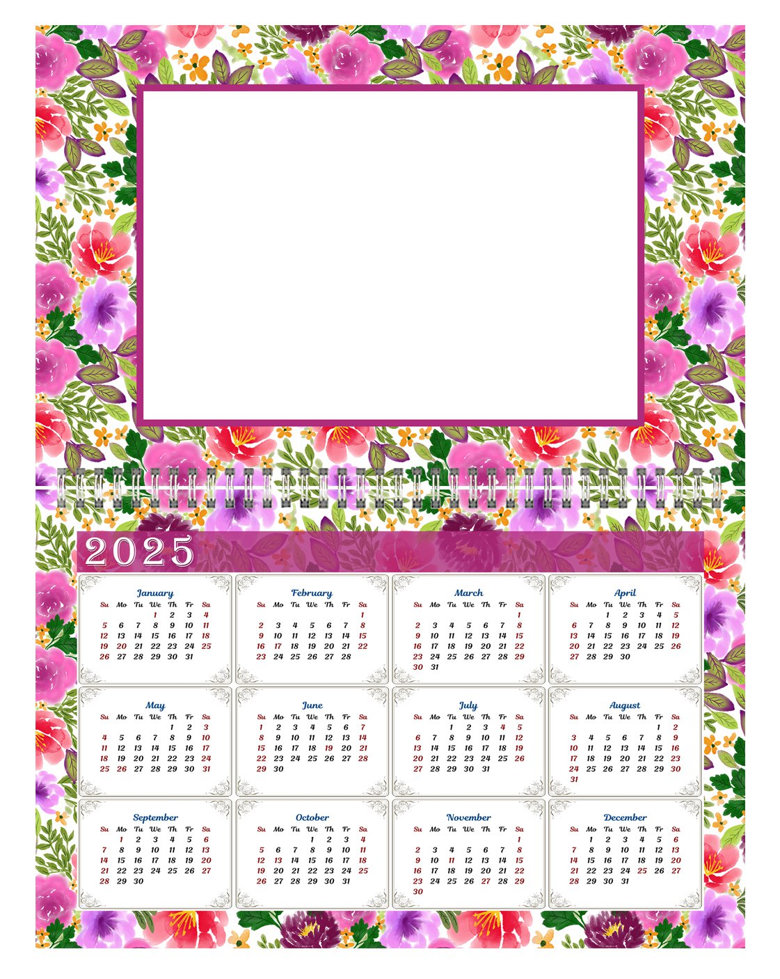 2024 Photo Frame Wall Spiralbound Calendar (Edition 012)