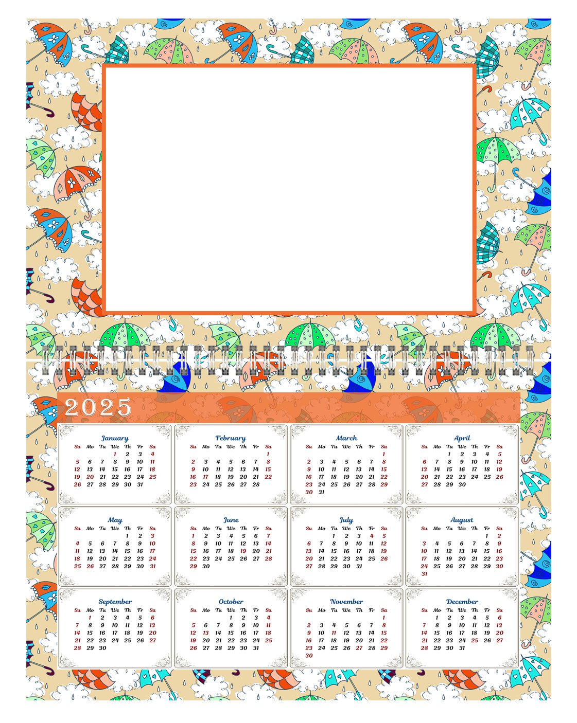 2024 Photo Frame Wall Spiralbound Calendar (Edition 014)