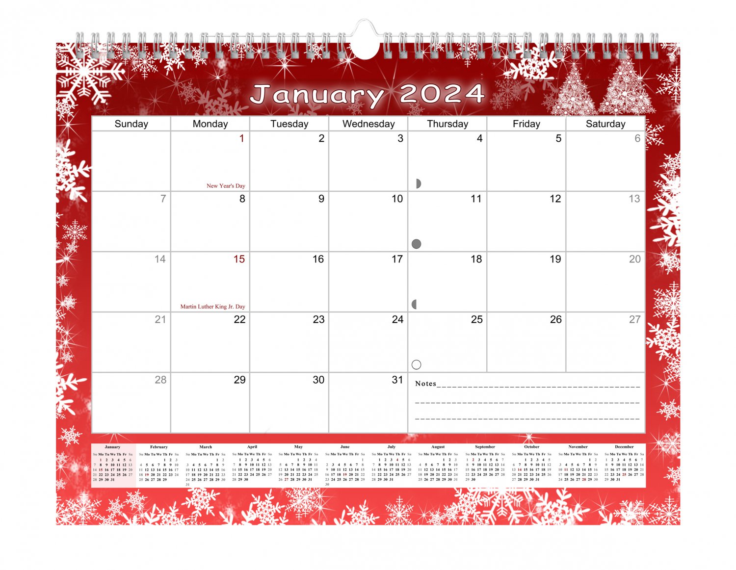 2023 2024 Monthly SpiralBound Wall / Desk Calendar 16 Months