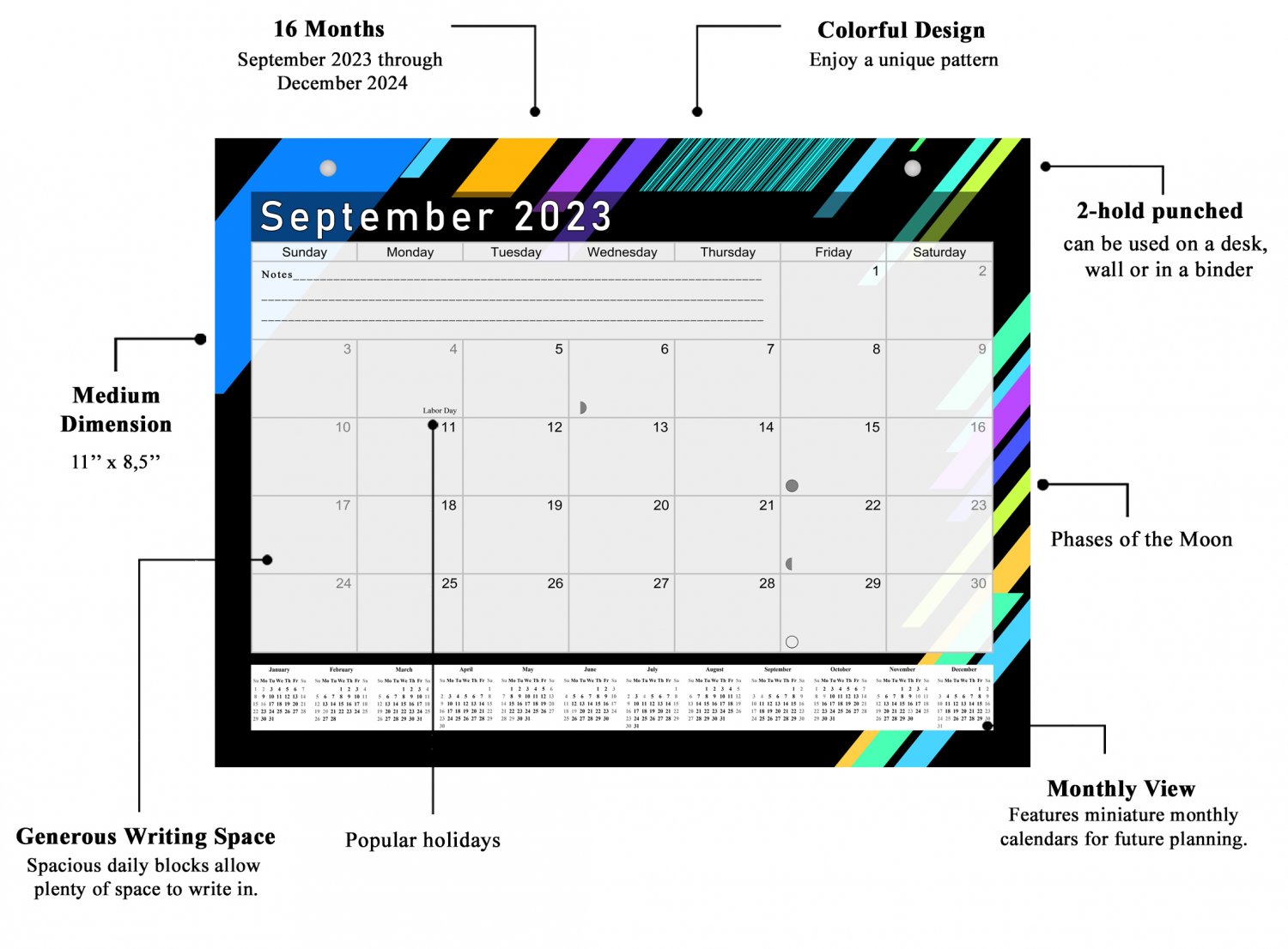 20232024 Calendar 16 Months Student Calendar/Planner for 3Ring Binder