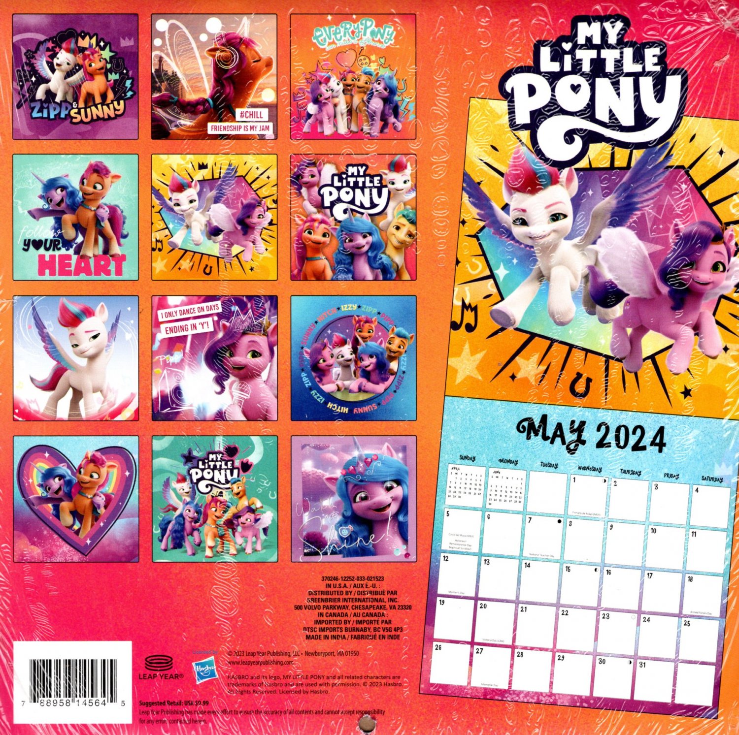 My Little Pony 16 Month 2024 Wall Calendar