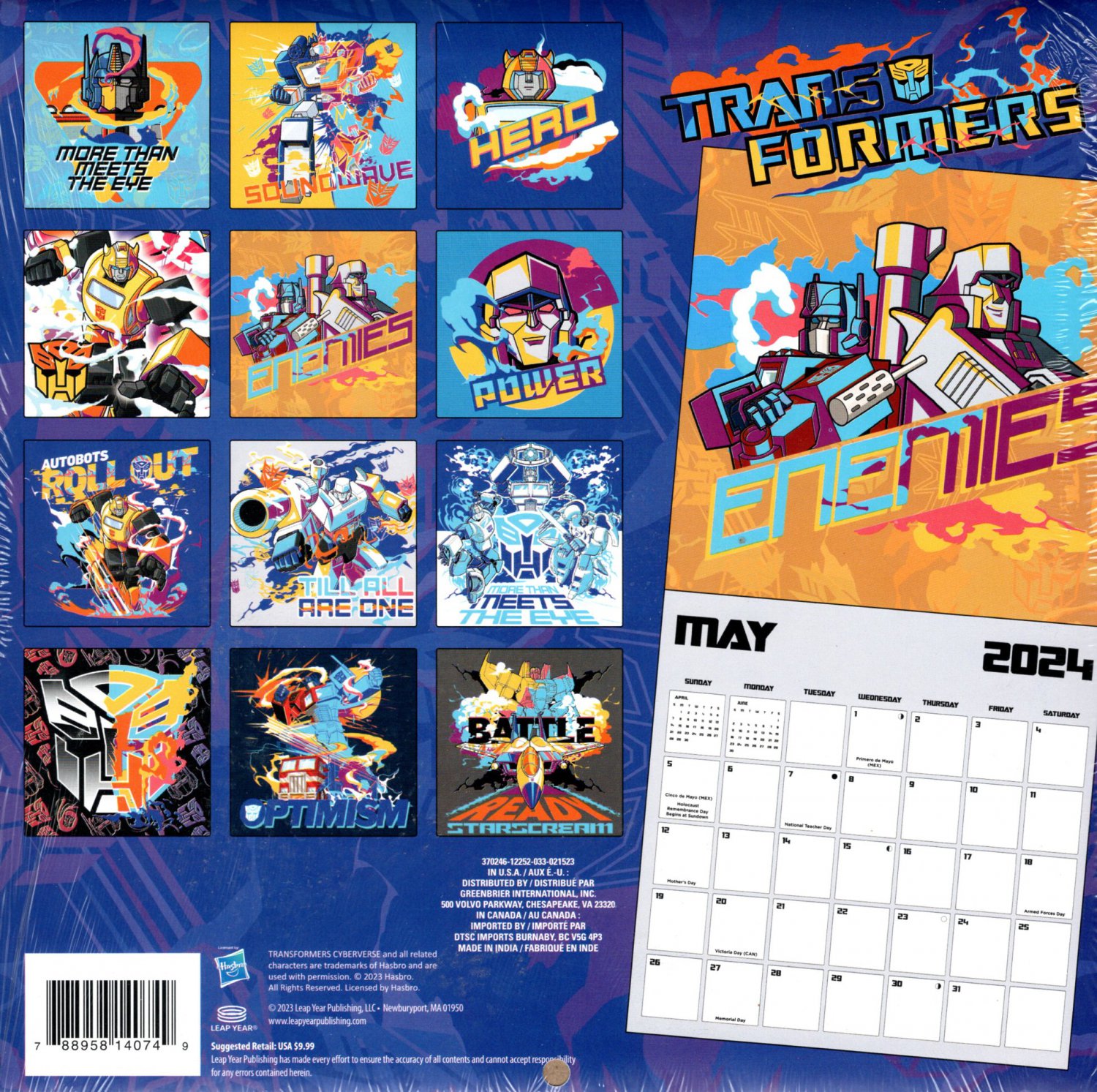 Transformers Autobots 16 Month 2024 Wall Calendar