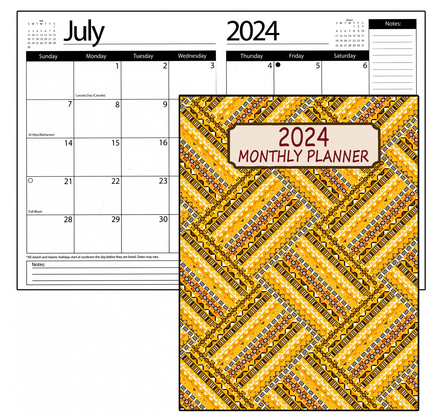 2024 Student Planner Calendar - Monthly Page Format - School College Agenda v05