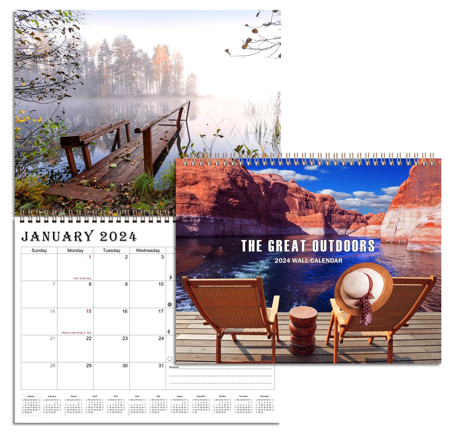 2024 Spiralbound Wall Calendar (The Great Outdoors) 12 Months