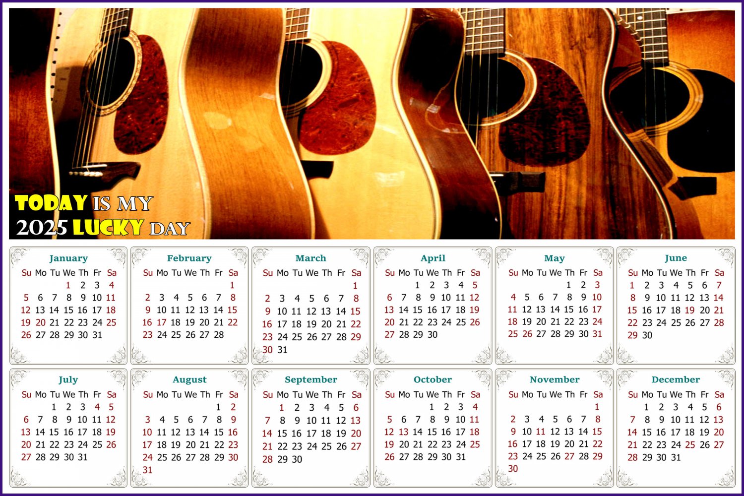 2025 Peel & Stick Calendar - Today is my Lucky Day - Removable, Repositionable - 043 (9"x 6")
