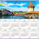 2025 Peel & Stick Calendar - Today is my Lucky Day - Removable - Chapel bridge in Lucerne (9"x 6")