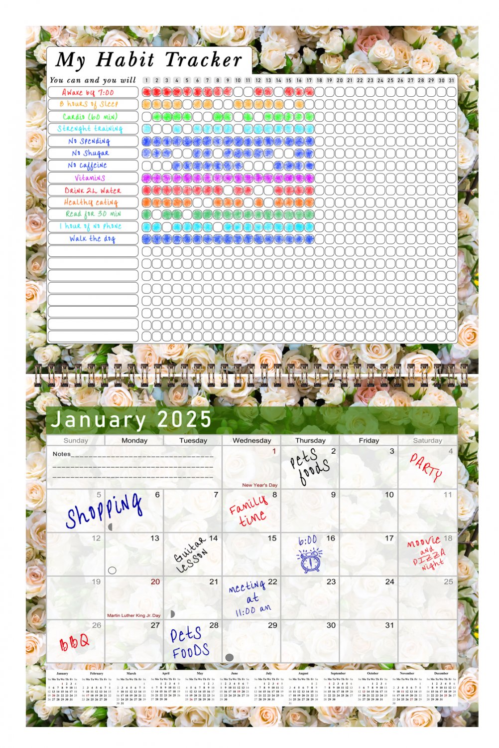 2025 Monthly Desktop/Wall Calendar/Planner Habit Tracker (Edition 023)