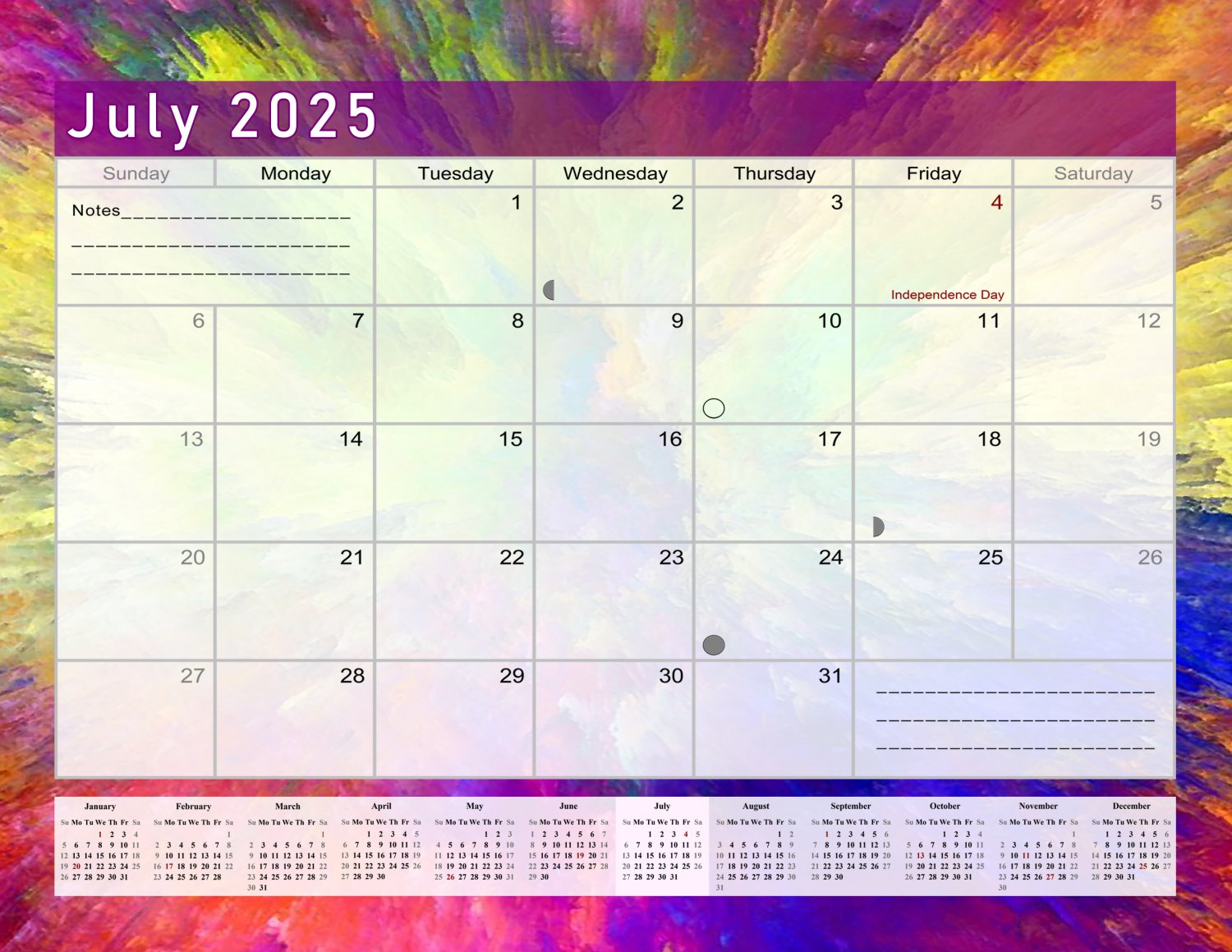 2025 Monthly Desktop/Wall Calendar/Planner - Habit Tracker - (Edition #026)
