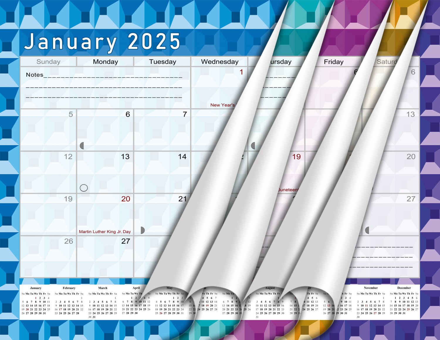 2025 Monthly SpiralBound Wall/Desk Calendar 12 Months (Edition 03)