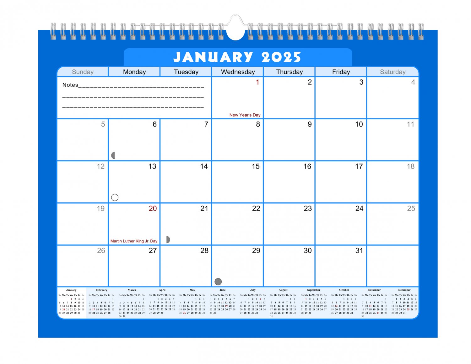 2025 Monthly SpiralBound Wall/Desk Calendar 12 Months (Edition 06)