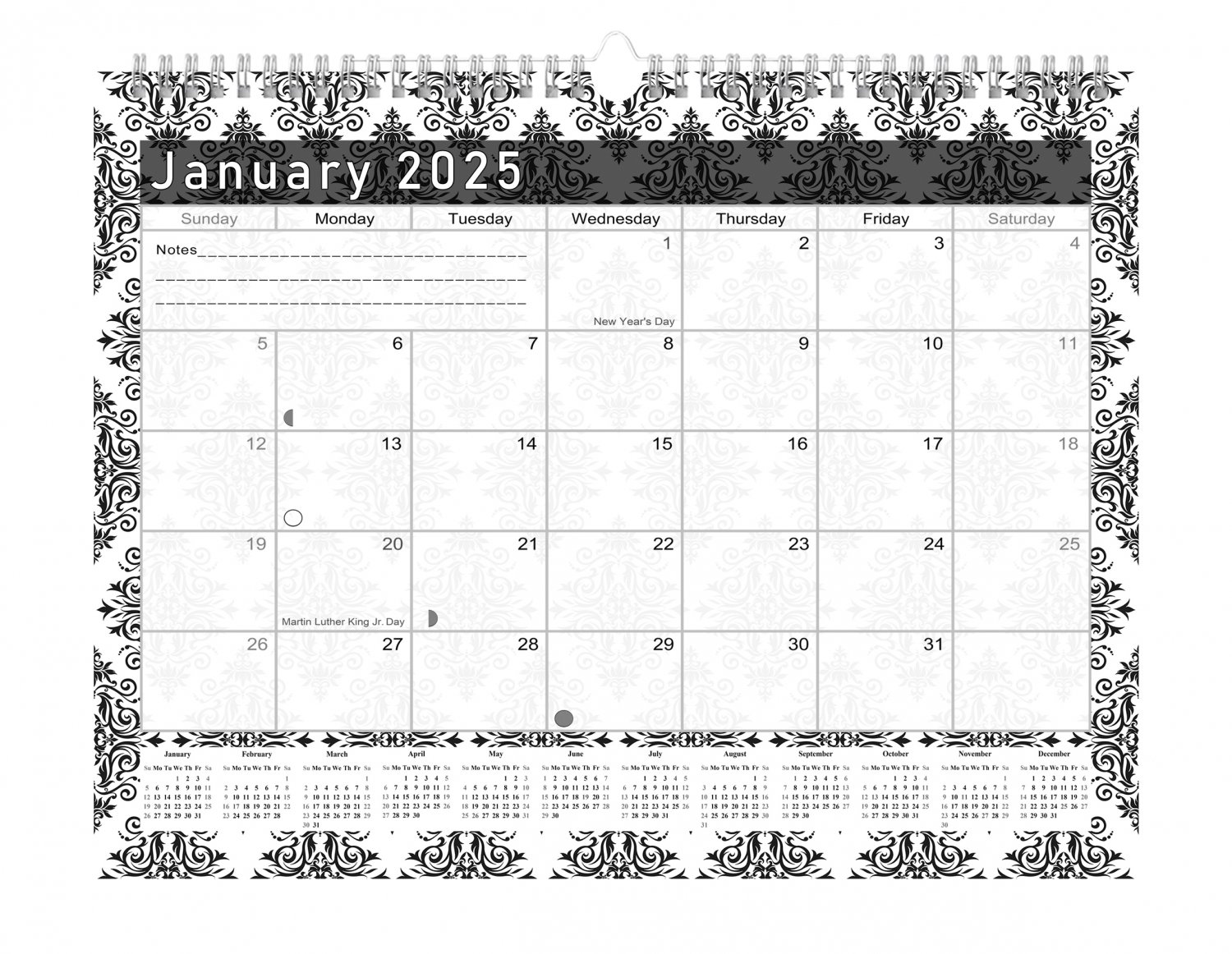 2025 Monthly SpiralBound Wall/Desk Calendar 12 Months (Edition 08)