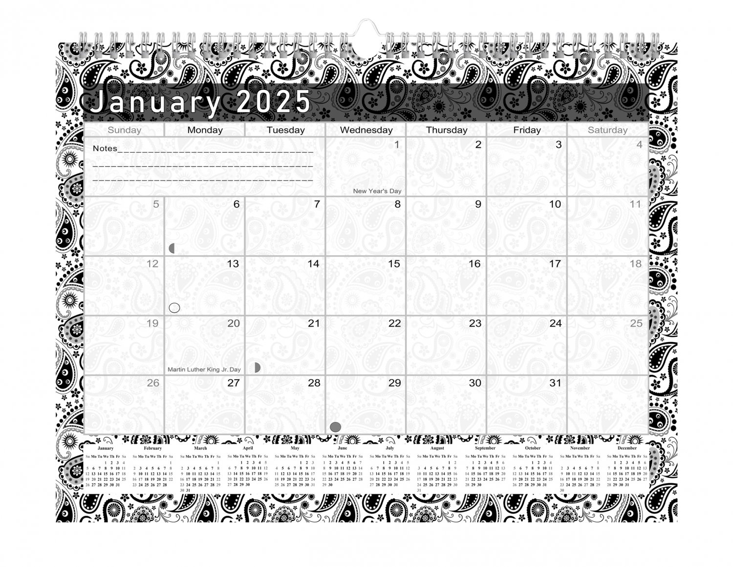 2025 Monthly SpiralBound Wall/Desk Calendar 12 Months (Edition 011)