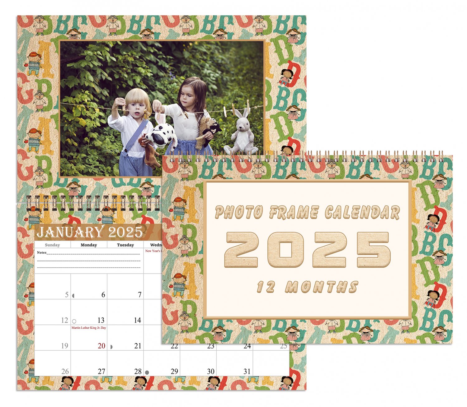 2025 Photo Frame Wall Spiralbound Calendar (Edition 010) 2025 January Calendar Photo Frame 4x6