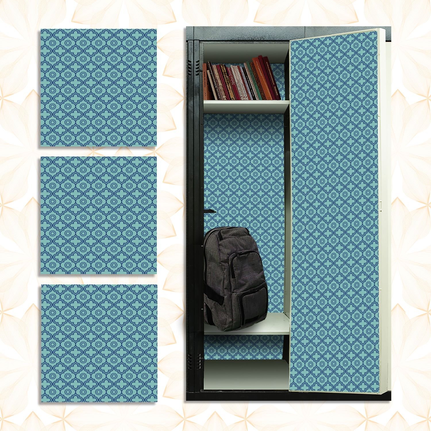 School Locker Magnetic Wallpaper - Pack of 12 Sheets - Geometric (vg 011)