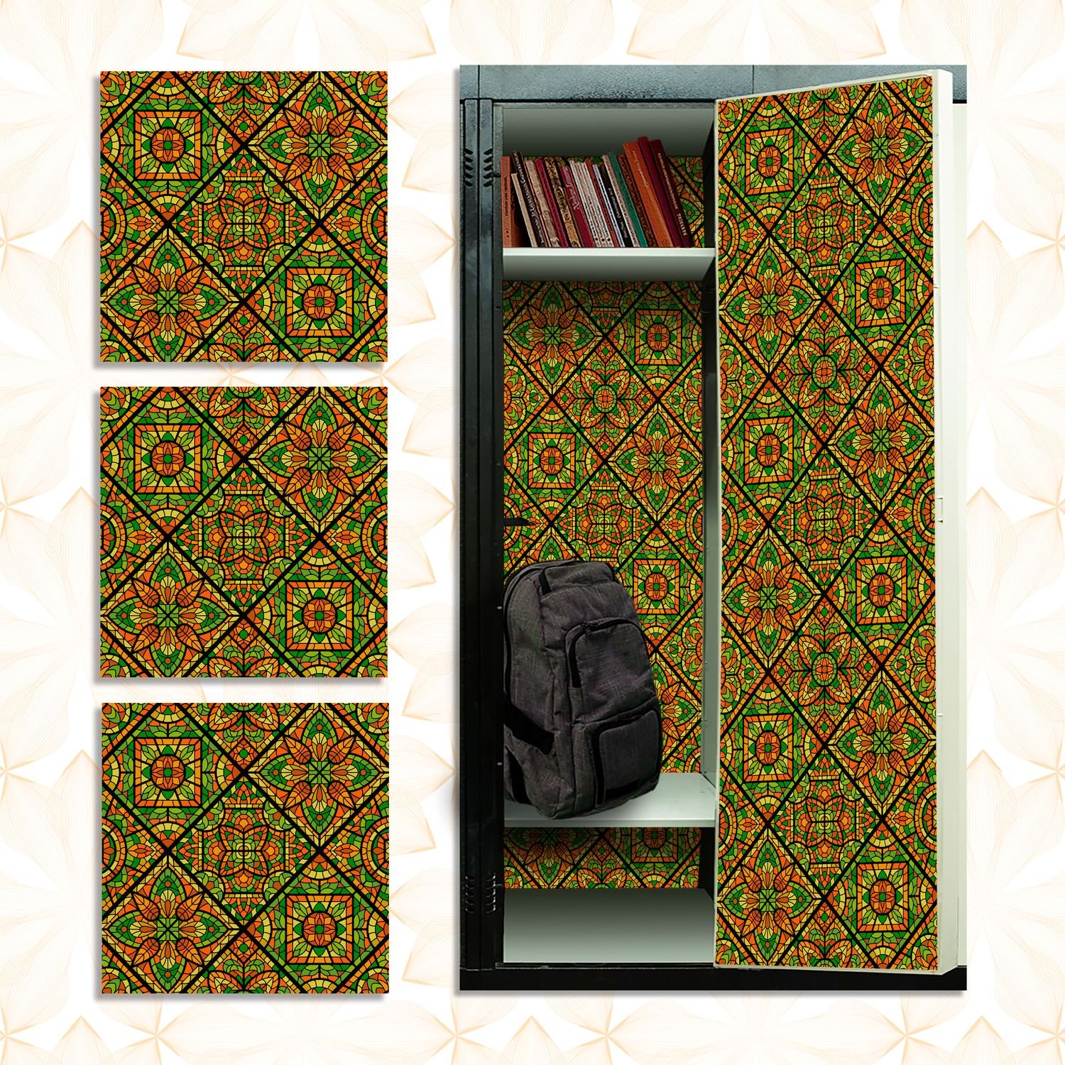 School Locker Magnetic Wallpaper - Pack of 3 Sheets - Geometric (vg 022)