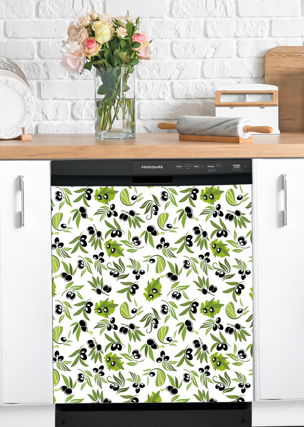 Dishwasher Magnet Cover - Reusable Magnetic Tiles Decal - Pack of 4 Tiles - V050
