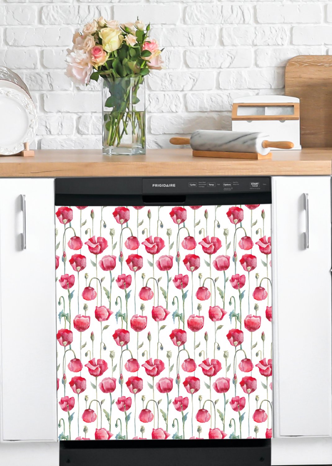 Dishwasher Magnet Cover - Reusable Magnetic Tiles Decal - Pack of 4 Tiles - V057