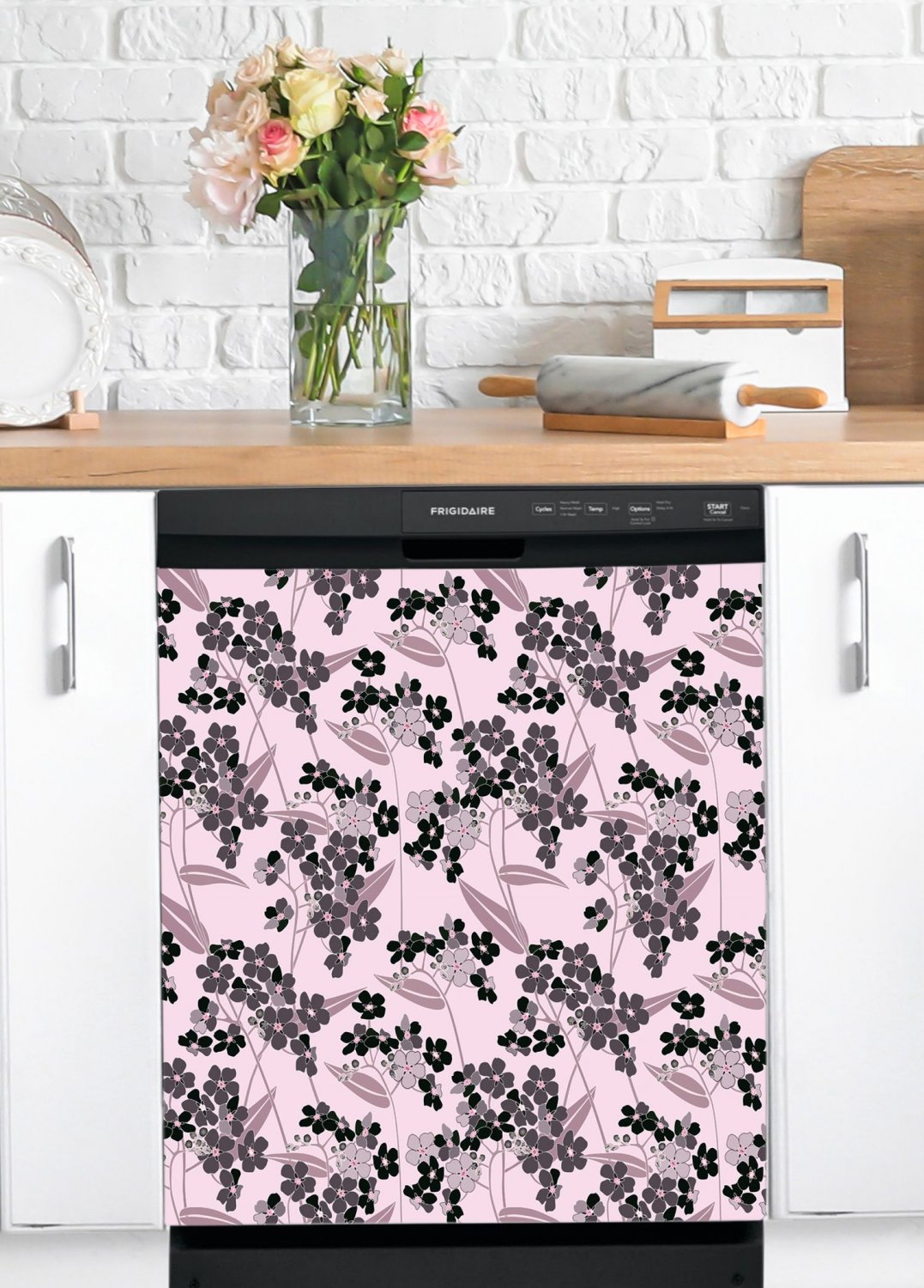 Dishwasher Magnet Cover - Reusable Magnetic Tiles Decal - Pack of 4 Tiles - V058