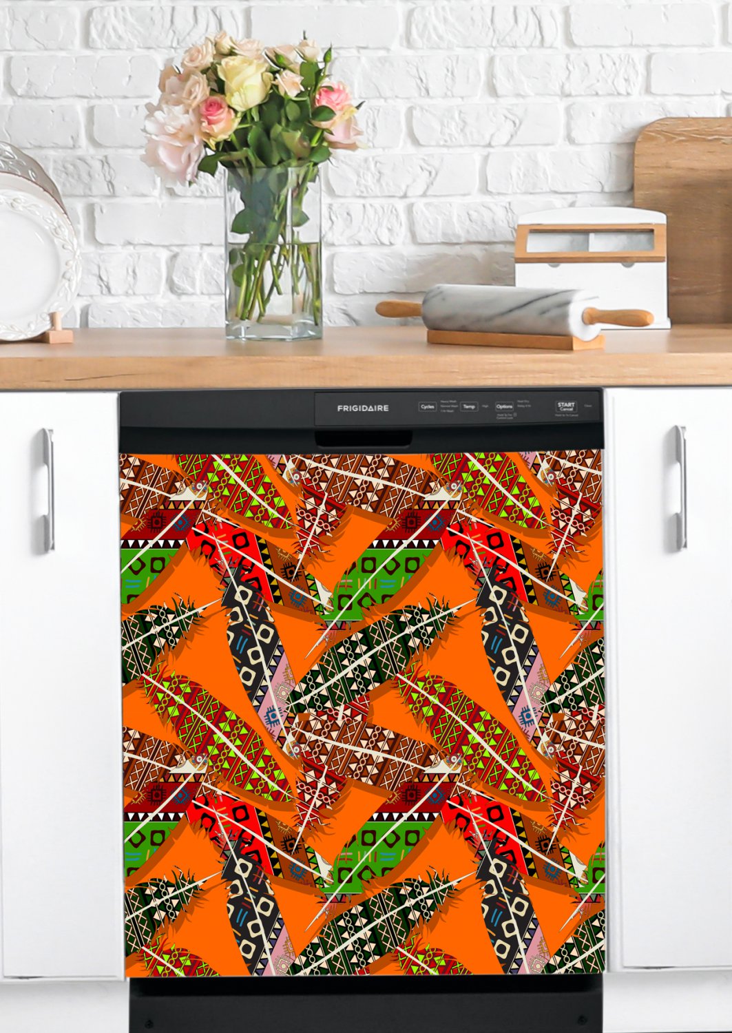 Dishwasher Magnet Cover - Reusable Magnetic Tiles Decal - Pack of 4 Tiles - V059