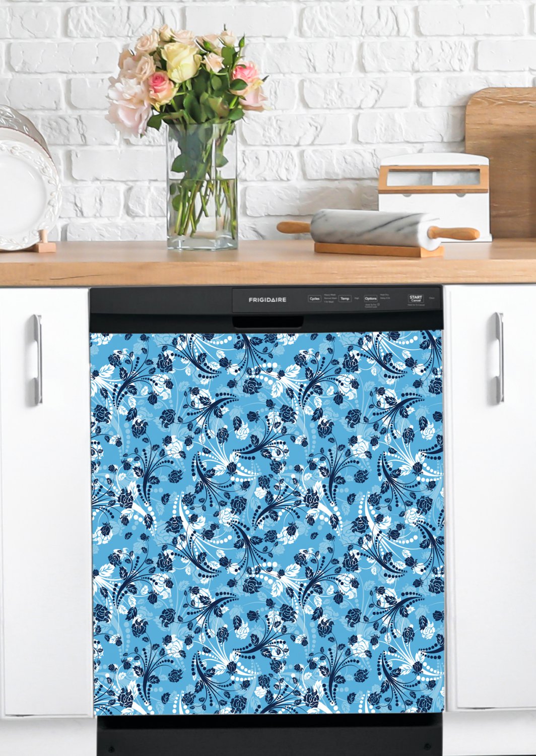 Dishwasher Magnet Cover - Reusable Magnetic Tiles Decal - Pack of 4 Tiles - V060