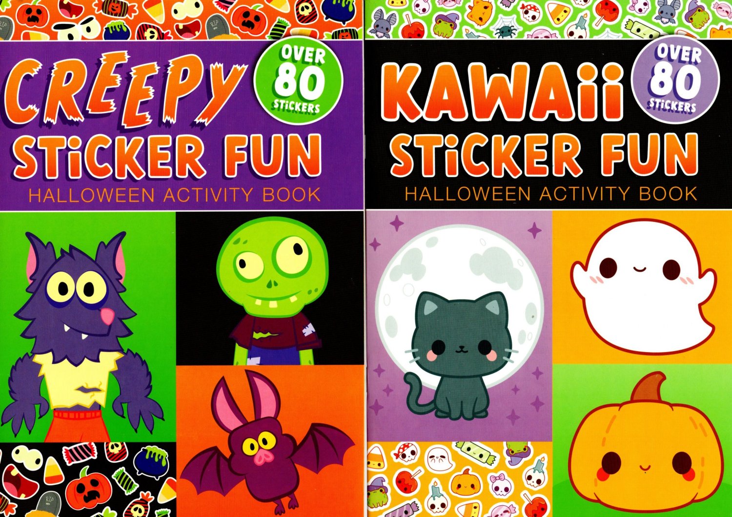 Creepy & Kawaii & Spooky - Halloween Sticker Activity Book (Set of 2 Books)
