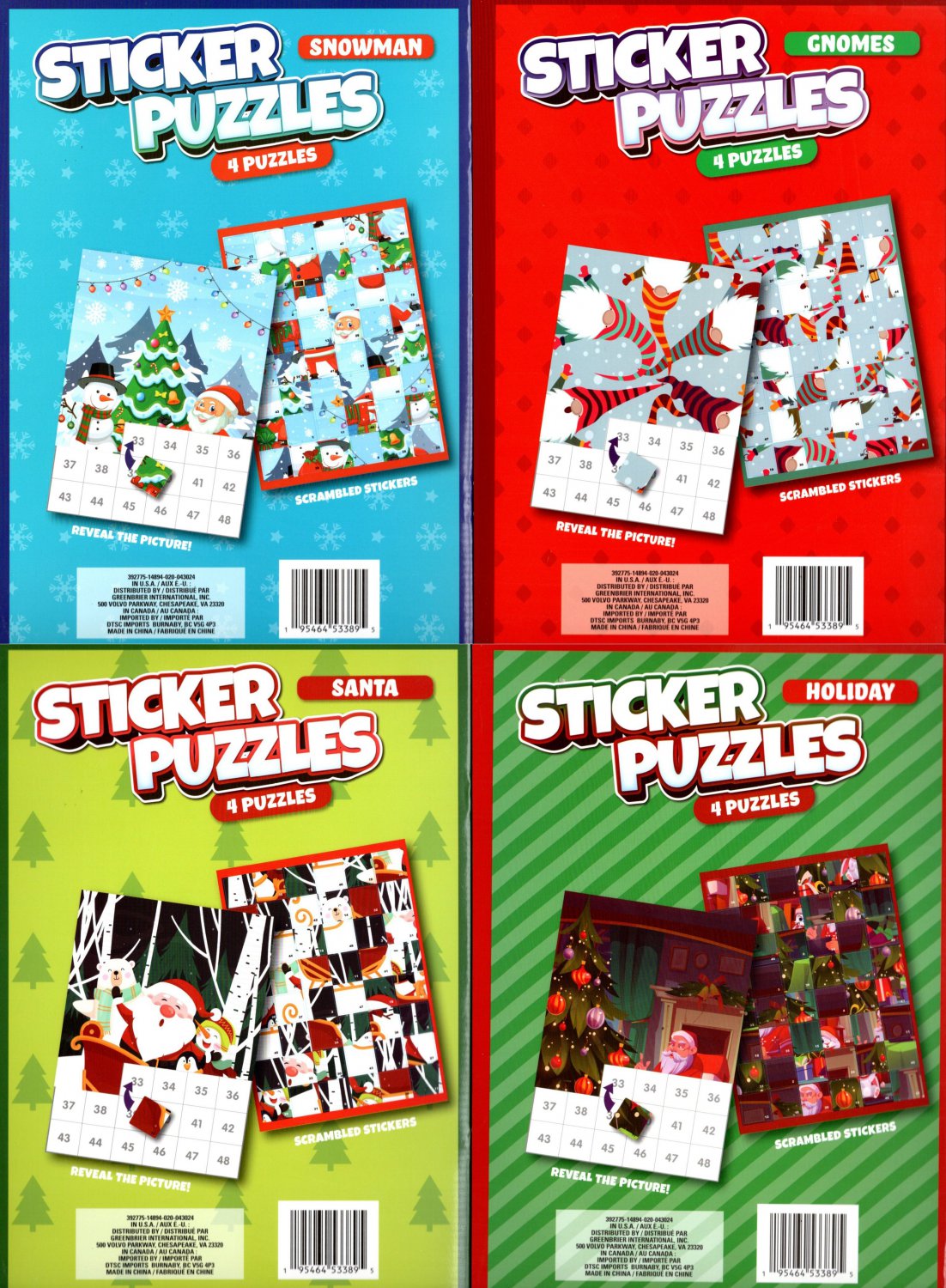 Christmas Activity Books for Kids: Sticker Puzzles - Snowman, Gnomes ...