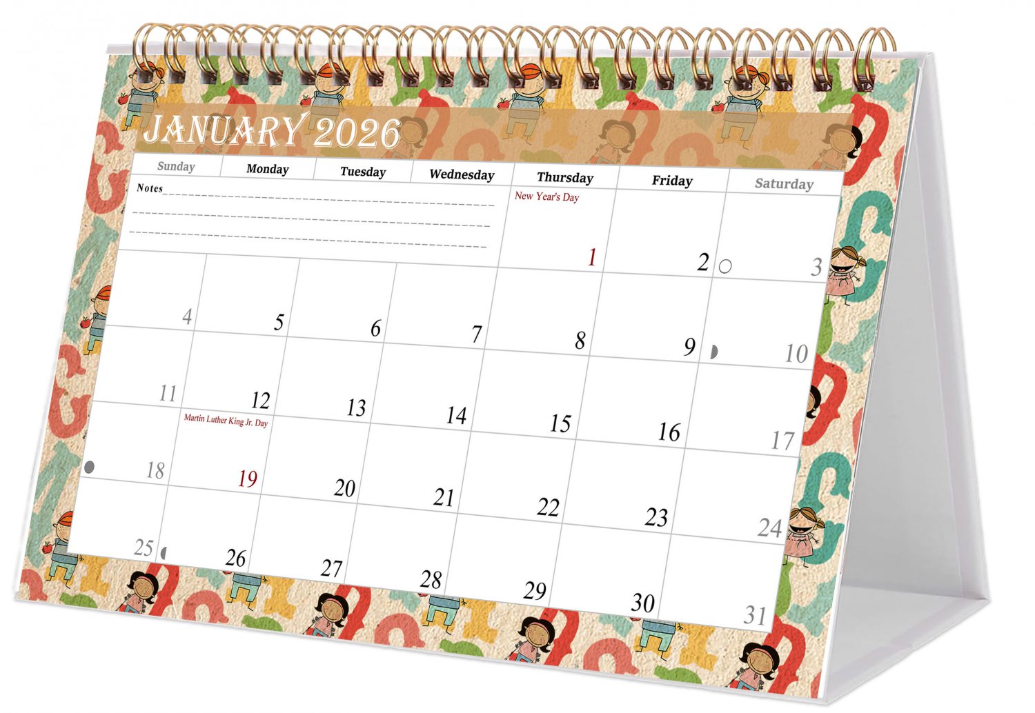 2026-12 Months Desk Calendar Desktop Planner with To-Do List (Edition #010)