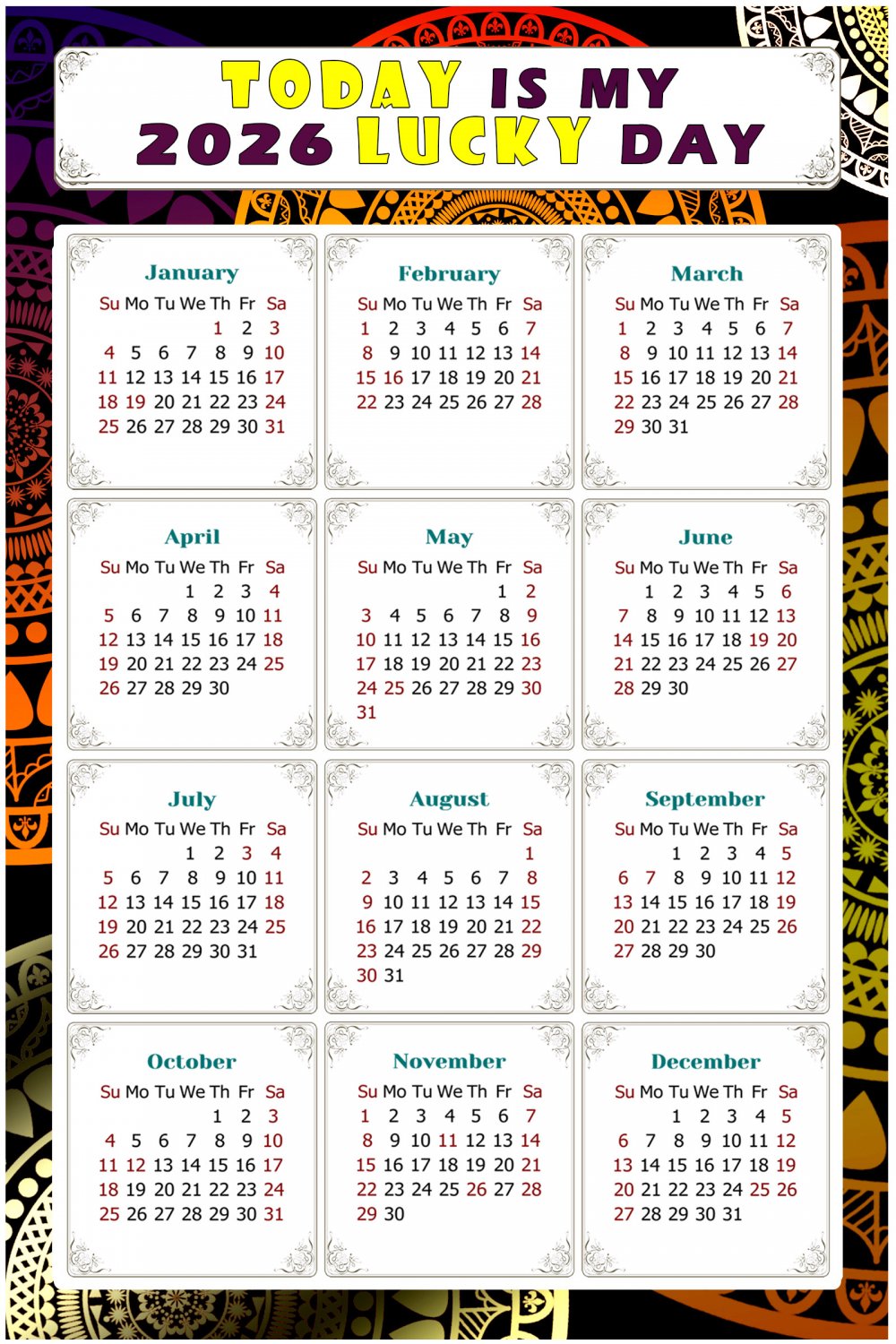 2026 Peel & Stick Calendar - Today is my Lucky Day Removable - 07 (12"x 8")
