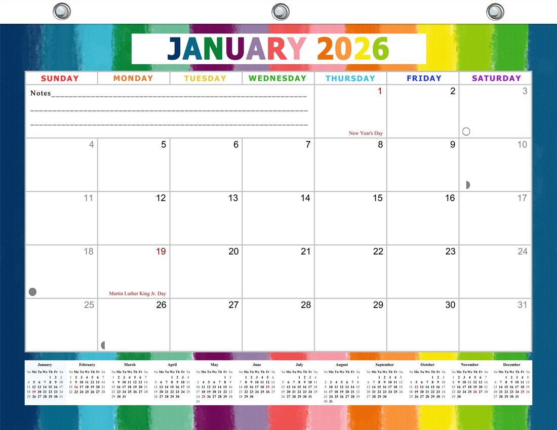 2026 Calendar 12 Months Student Calendar / Planner for 3-Ring Binder v027