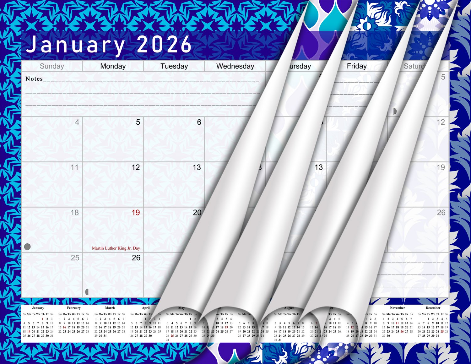 2026 Monthly Spiral-Bound Wall/Desk Calendar - 12 Months - (Edition #017)