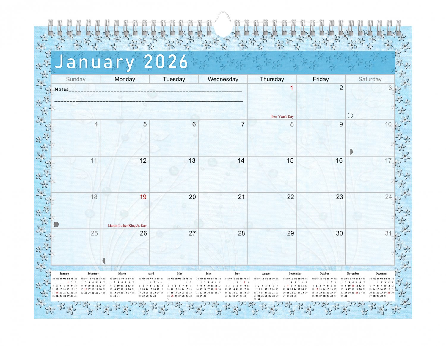 2026 Monthly Spiral-Bound Wall/Desk Calendar - 12 Months - (Edition #018)
