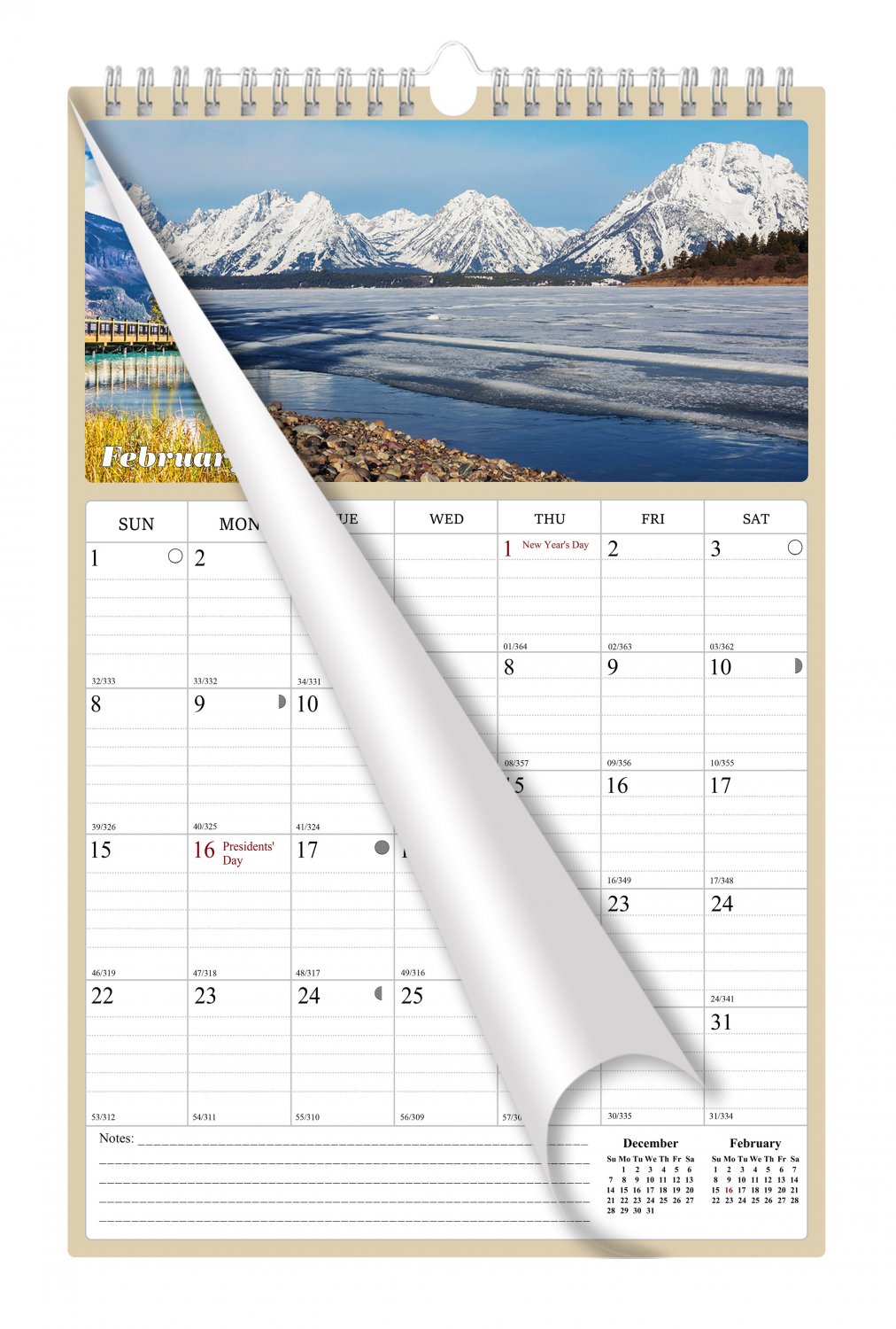 2026 Wall Calendar Spiral-bound Twin - 12 Months Planner 8.5" x 11" (National Parks)
