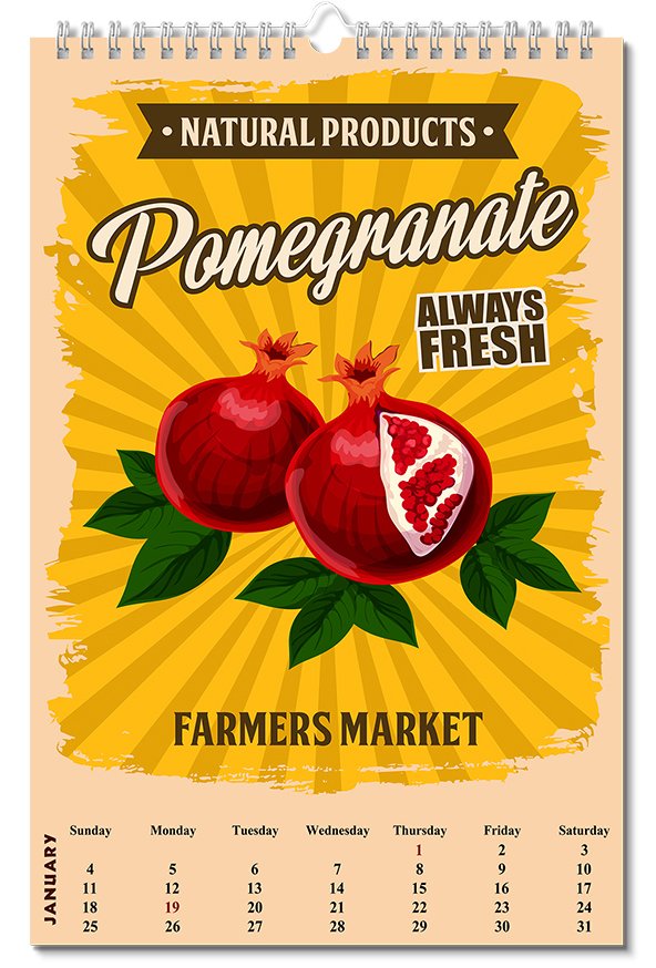 2026 Wall Oversized Art Poster Calendar Spiral-bound - Farmer Market