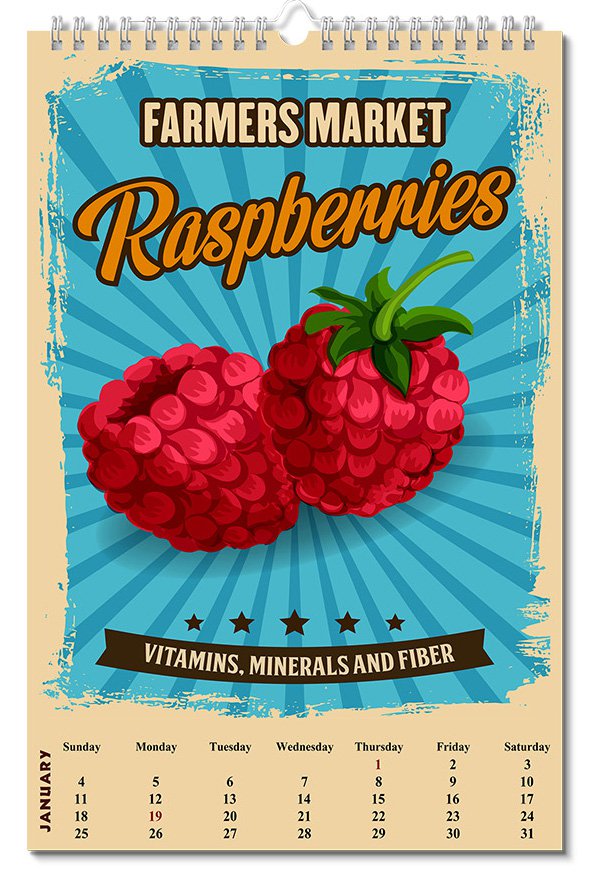 2026 Wall Oversized Art Poster Calendar Spiral-bound - Farmer Market v2