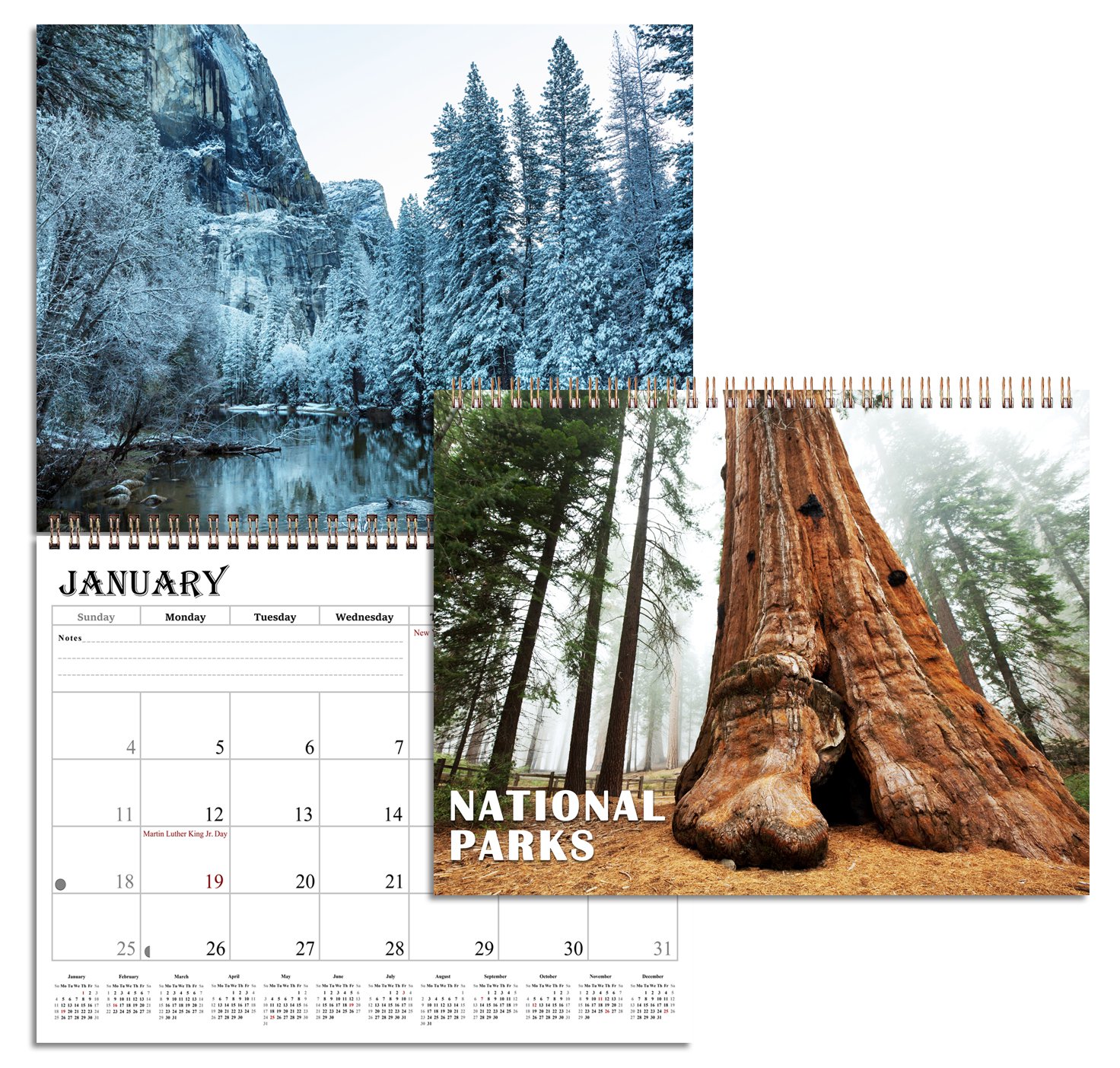 2026 Spiral-bound Wall Calendar (National Parks) - 12 Months Desktop (11x17)