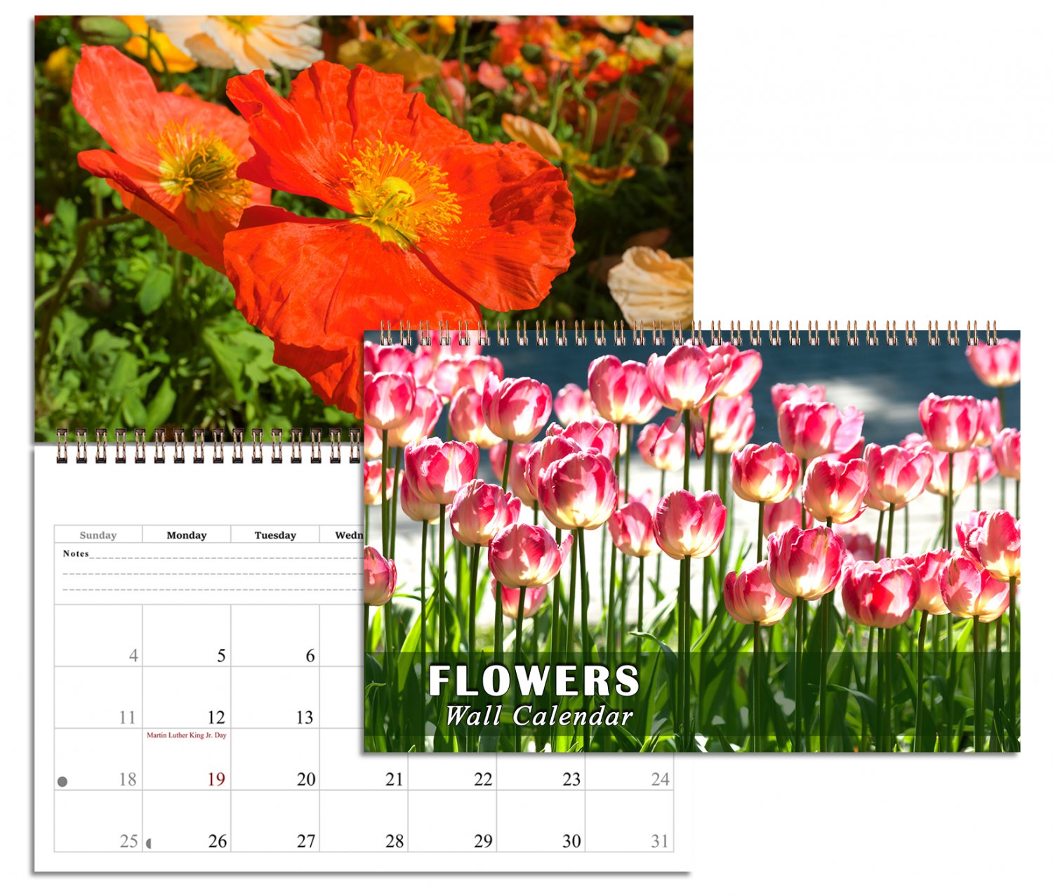 2026 Spiral-bound Wall Calendar (Flowers) - 12 Months Desktop / Wall Calendar/ Planner