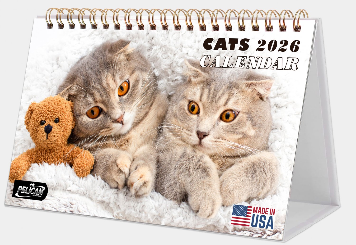 2026-12 Months Desk Calendar Desktop Planner with To-Do List (Cats)