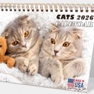 2026-12 Months Desk Calendar Desktop Planner with To-Do List (Cats)