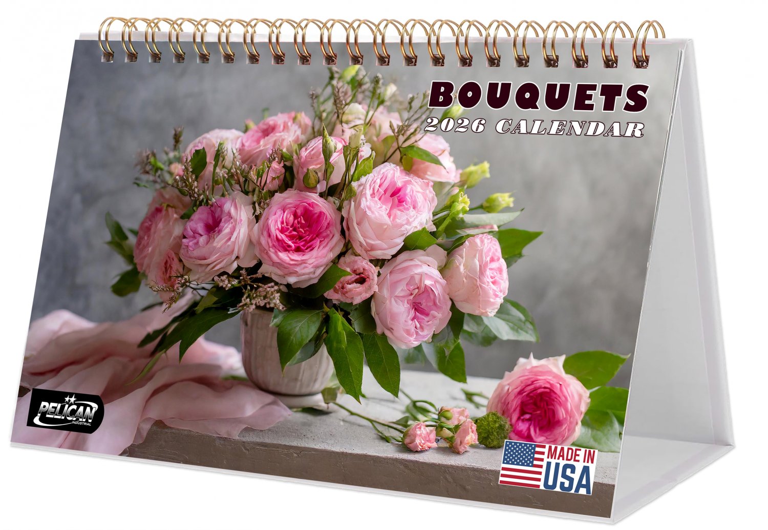 2026-12 Months Desk Calendar Desktop Planner with To-Do List (Bouquets)